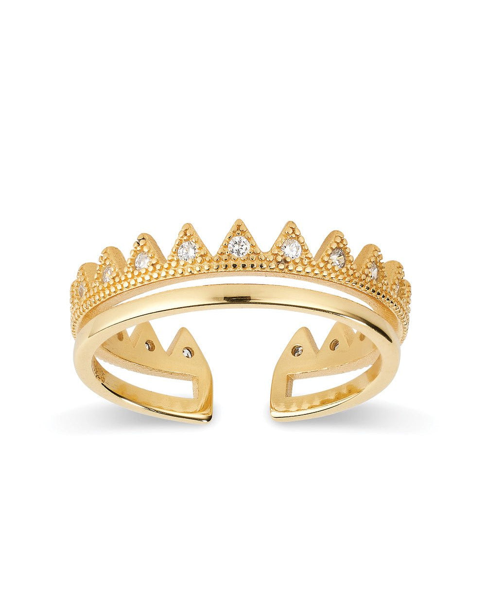 14K Dainty Gold Crown Stacking Ring - Rings - Elk & Bloom