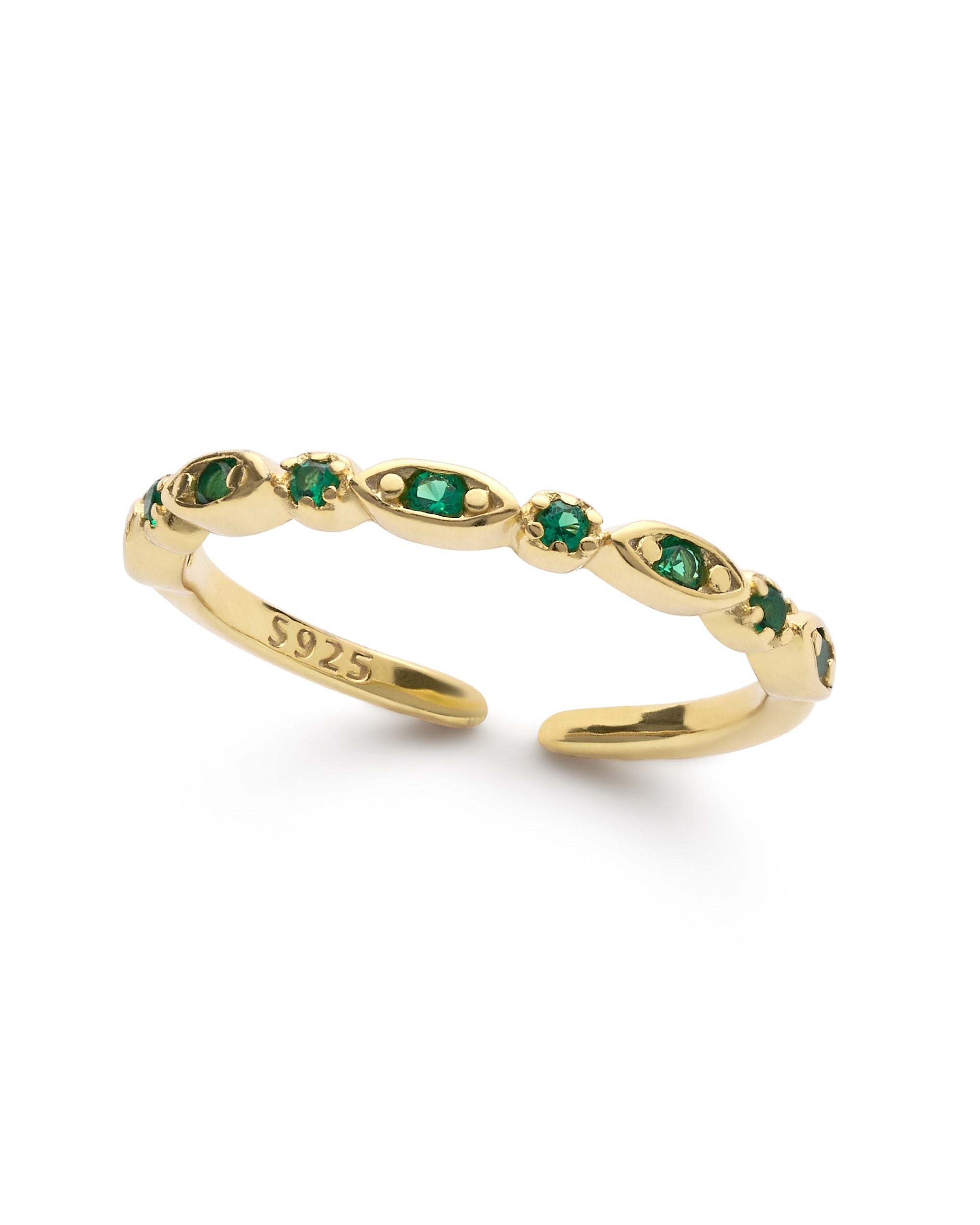 14K Dainty Gold Green Crystal Ring - Rings - Elk & Bloom