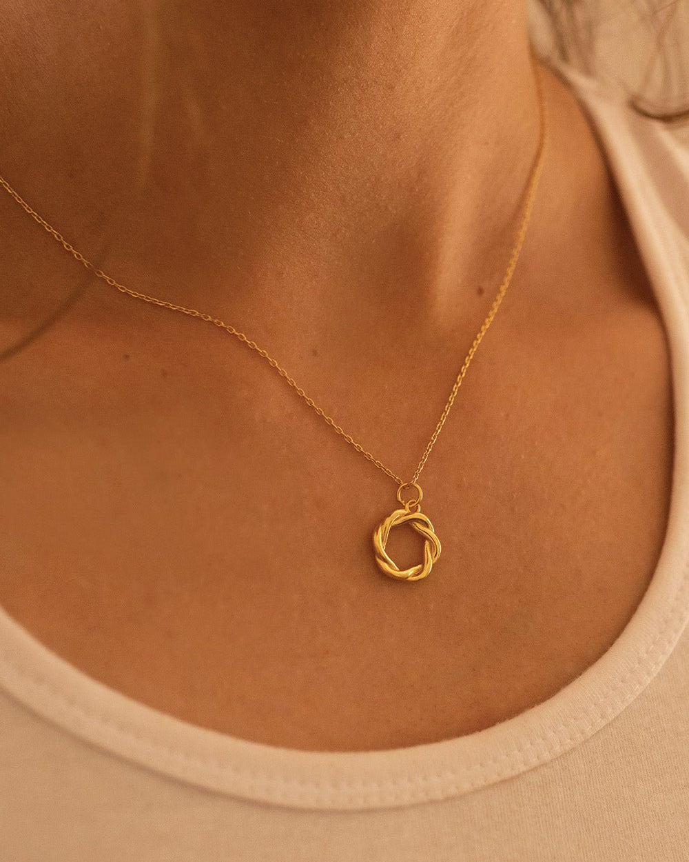 14K Gold Circle Necklace - Necklaces - Elk & Bloom