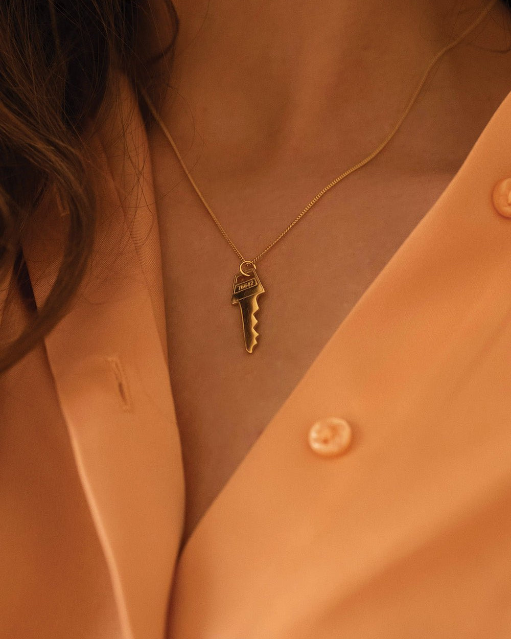 14K Gold Key Necklace - Necklaces - Elk & Bloom