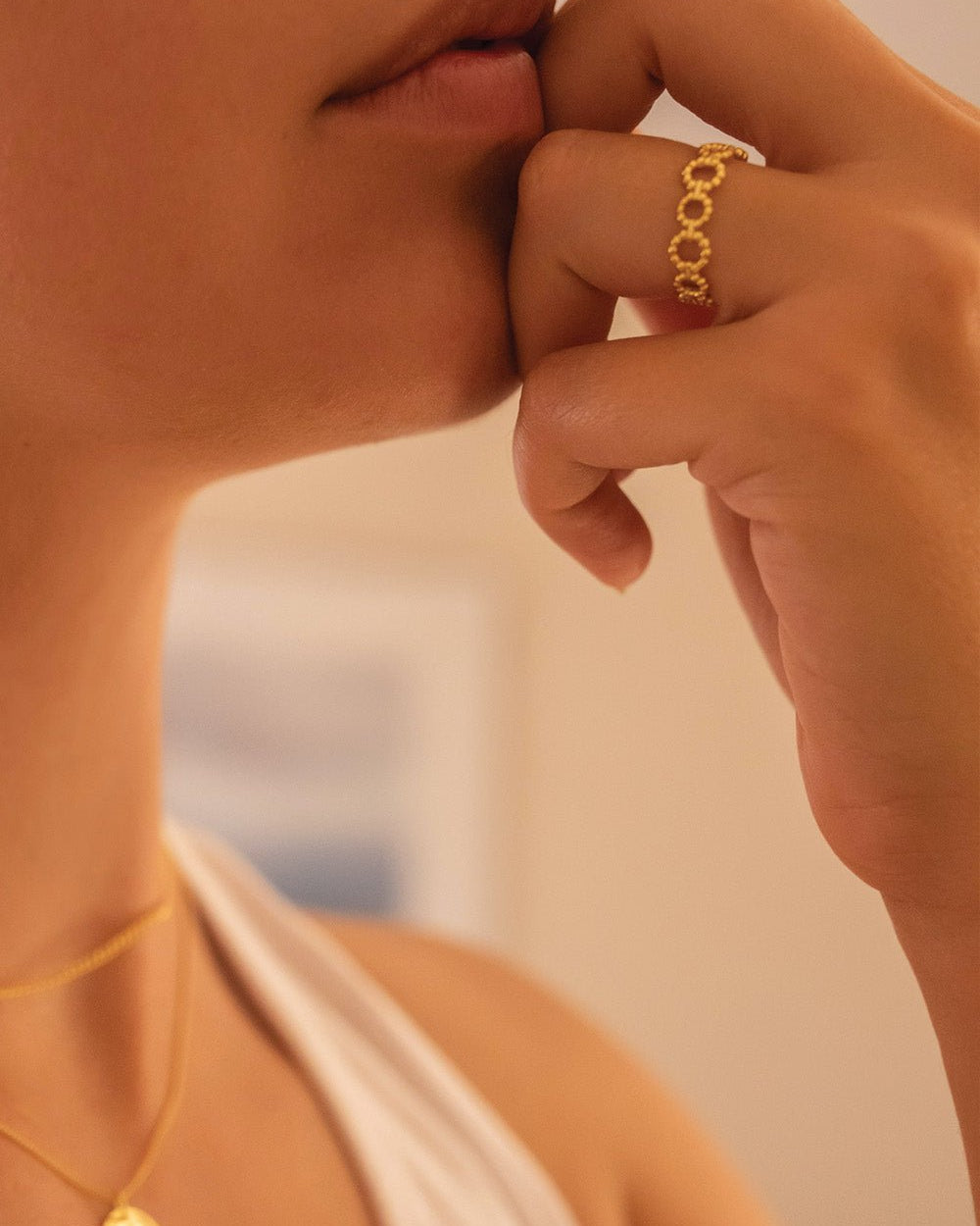 14K Gold Loop Link Stacking Ring - Rings - Elk & Bloom