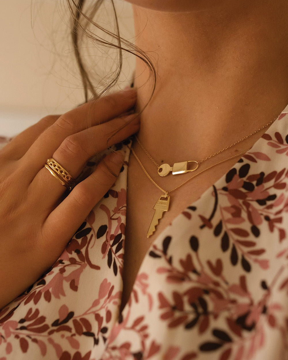 14K Gold Plated Silver Lock & Key Necklace - Necklaces - Elk & Bloom