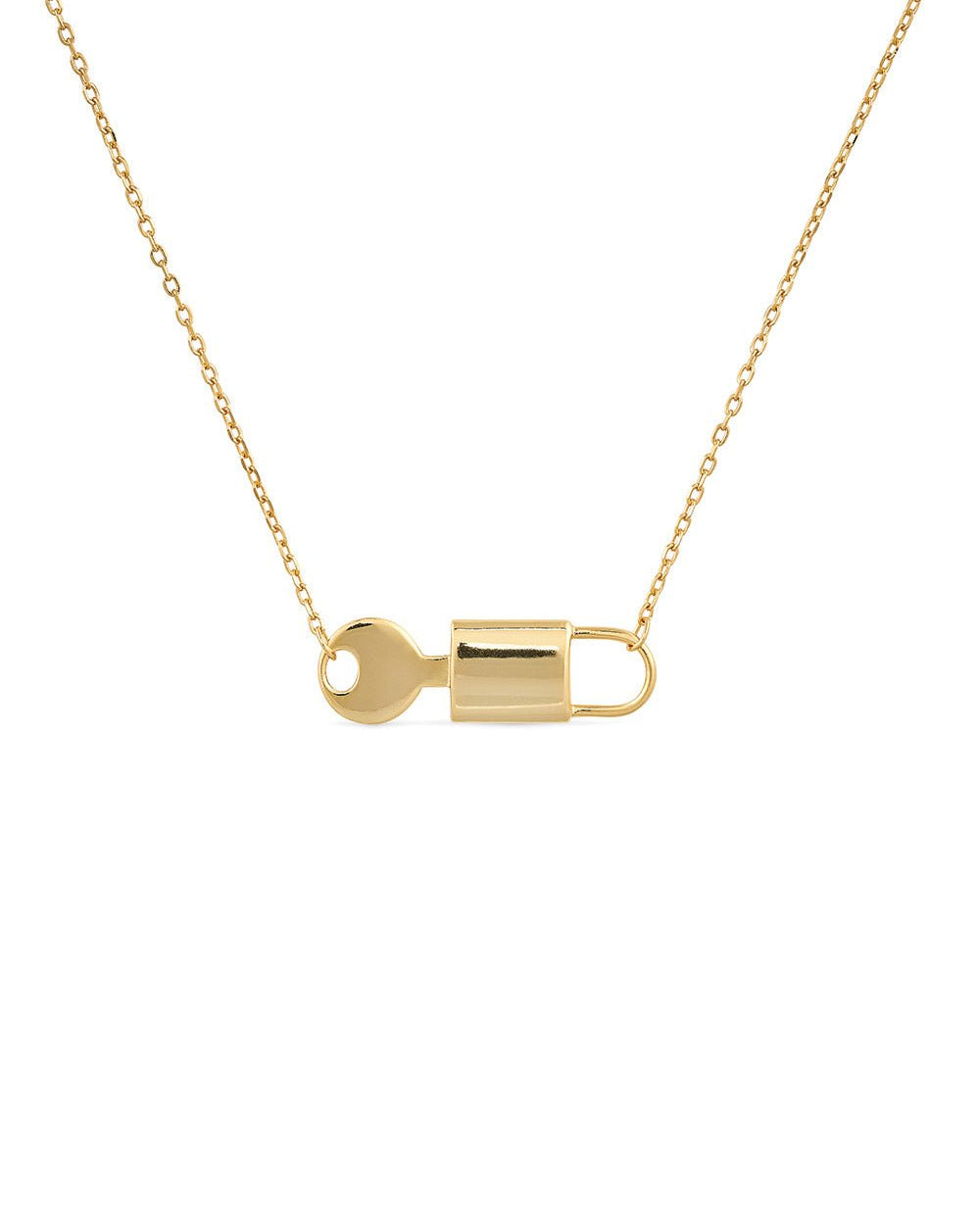 14K Gold Plated Silver Lock & Key Necklace - Necklaces - Elk & Bloom