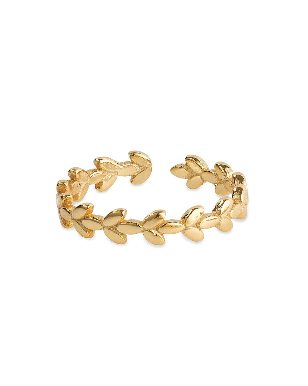 14K Gold Promise Leaf Stacking Ring - Rings - Elk & Bloom