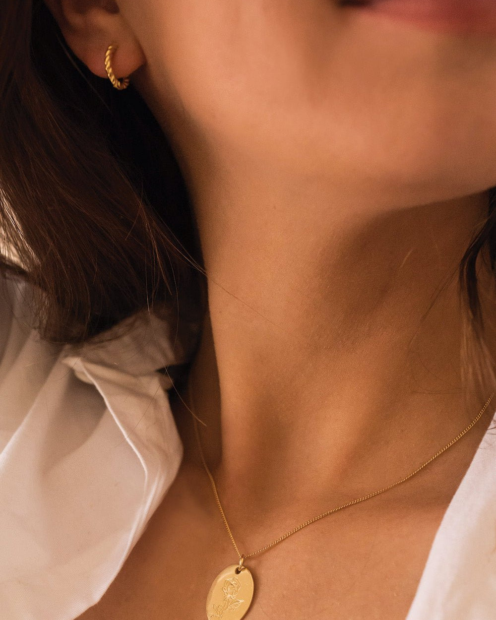 14K Gold Rose Flower Necklace - Necklaces - Elk & Bloom