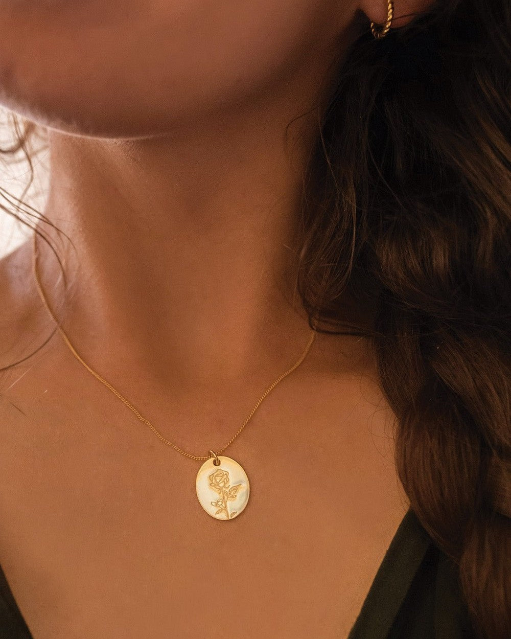 14K Gold Rose Flower Necklace - Necklaces - Elk & Bloom