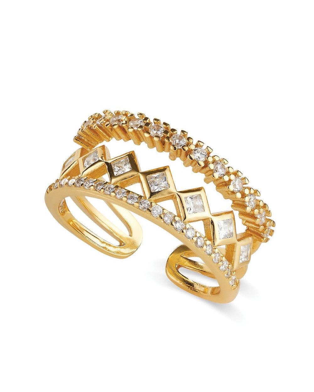 14K Gold Triple Band Stacking Ring - Rings - Elk & Bloom