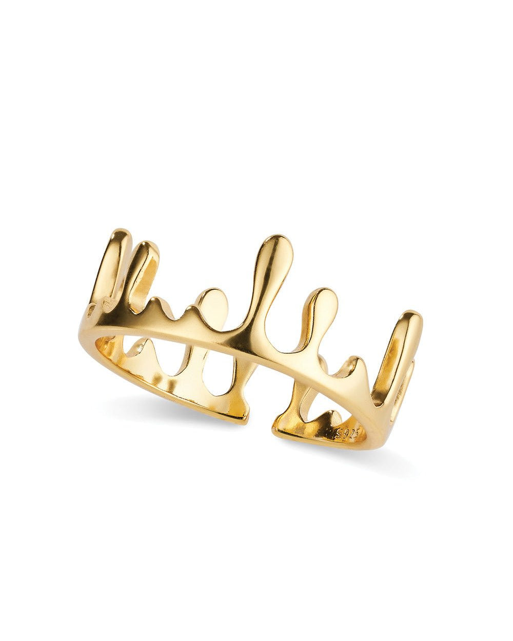 18K Gold Dainty Drip Crown Band Ring - Rings - Elk & Bloom