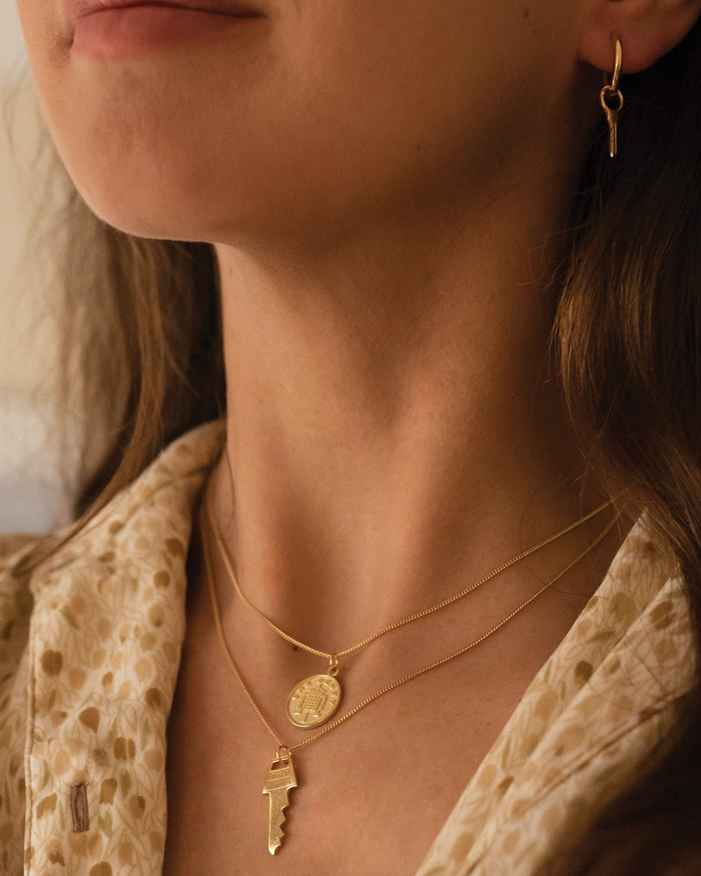 18k Gold Key Hoop Earrings - Earrings - Elk & Bloom