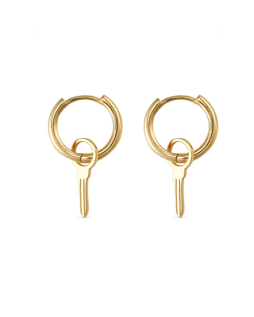18k Gold Key Hoop Earrings - Earrings - Elk & Bloom