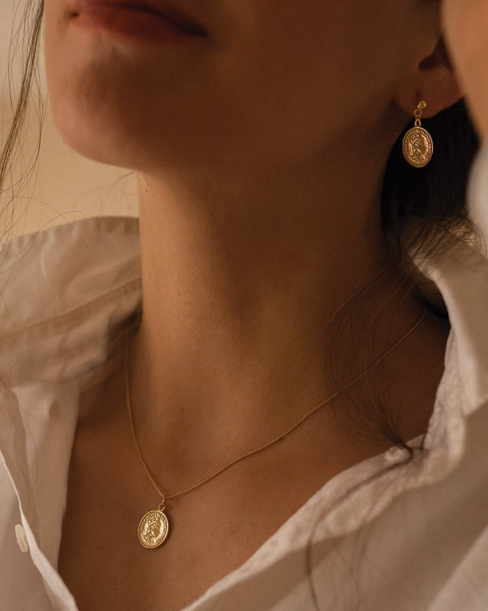 18K Gold Plated Silver Coin Stud Earrings - Earrings - Elk & Bloom