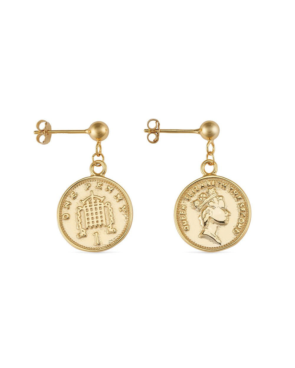 18K Gold Plated Silver Coin Stud Earrings - Earrings - Elk & Bloom