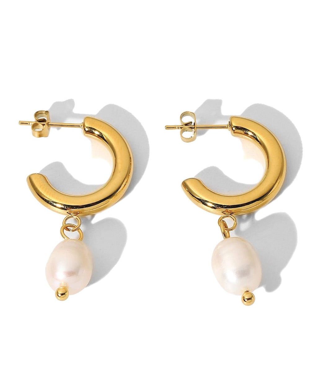 18K Thick Gold Hoop Freshwater Earrings - Earrings - Elk & Bloom