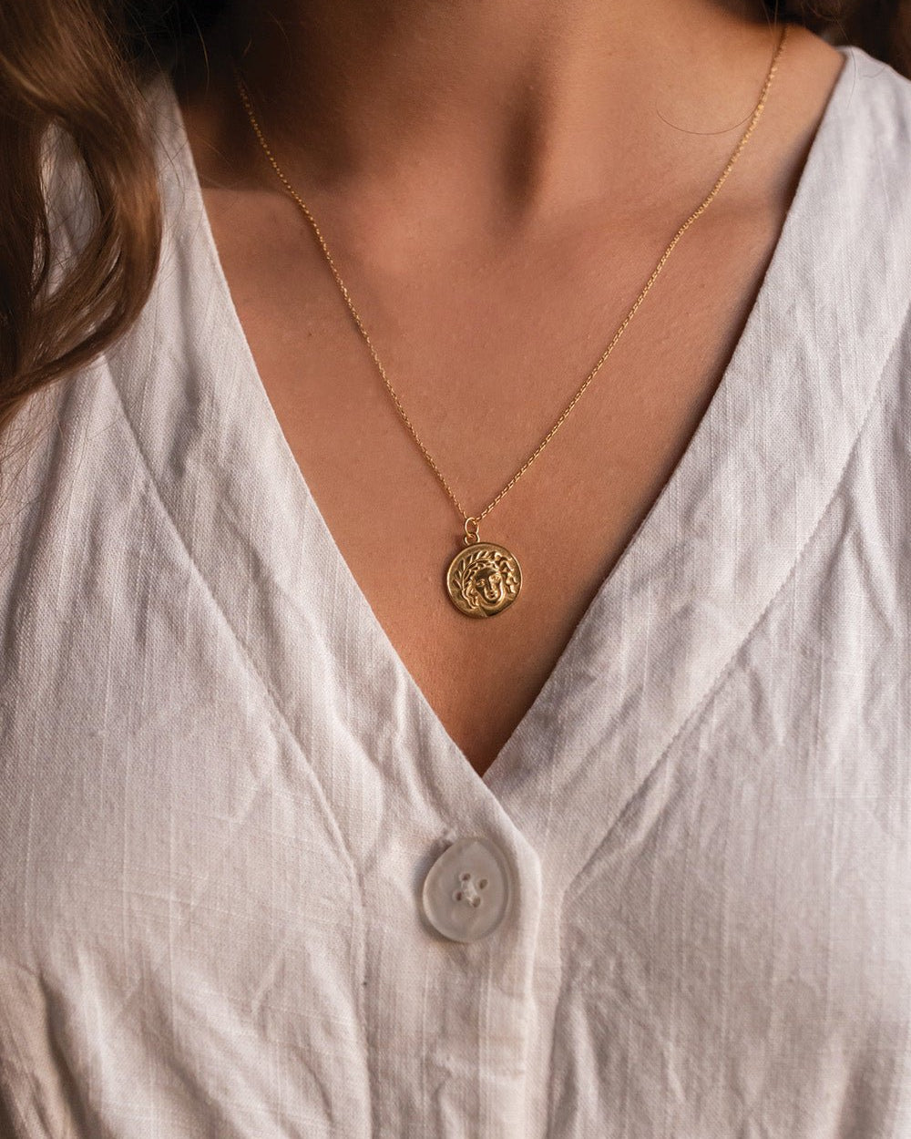 Chunky 14K Gold Coin Medallion Necklace - Necklaces - Elk & Bloom