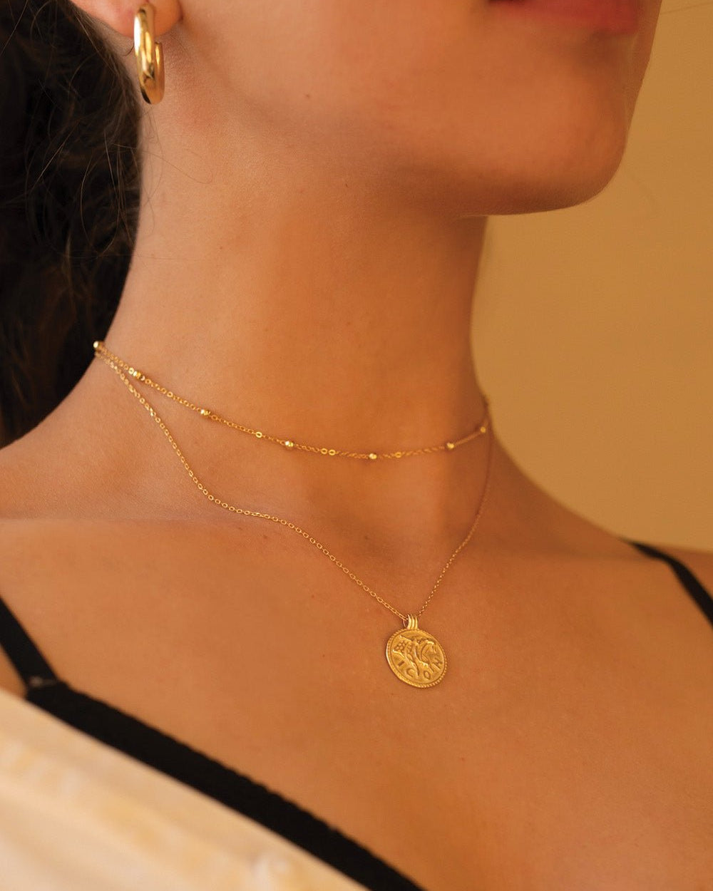 Chunky 14K Gold Leo Coin Necklace - Necklaces - Elk & Bloom
