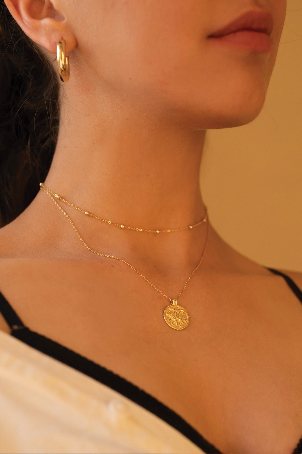 Chunky 14K Gold Leo Coin Necklace - Necklaces - Elk & Bloom
