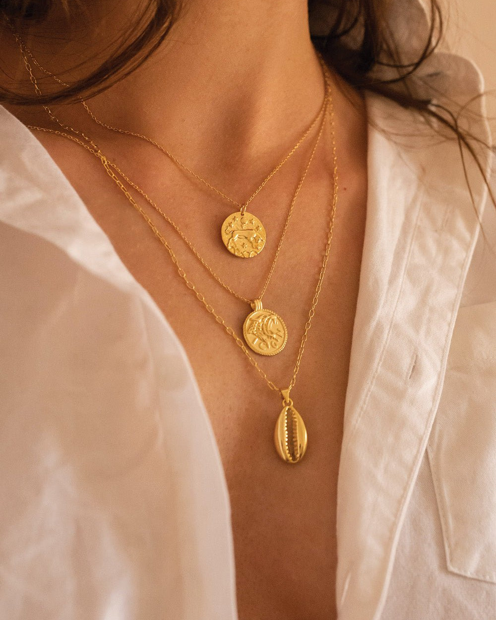 Chunky 14K Gold Leo Coin Necklace - Necklaces - Elk & Bloom