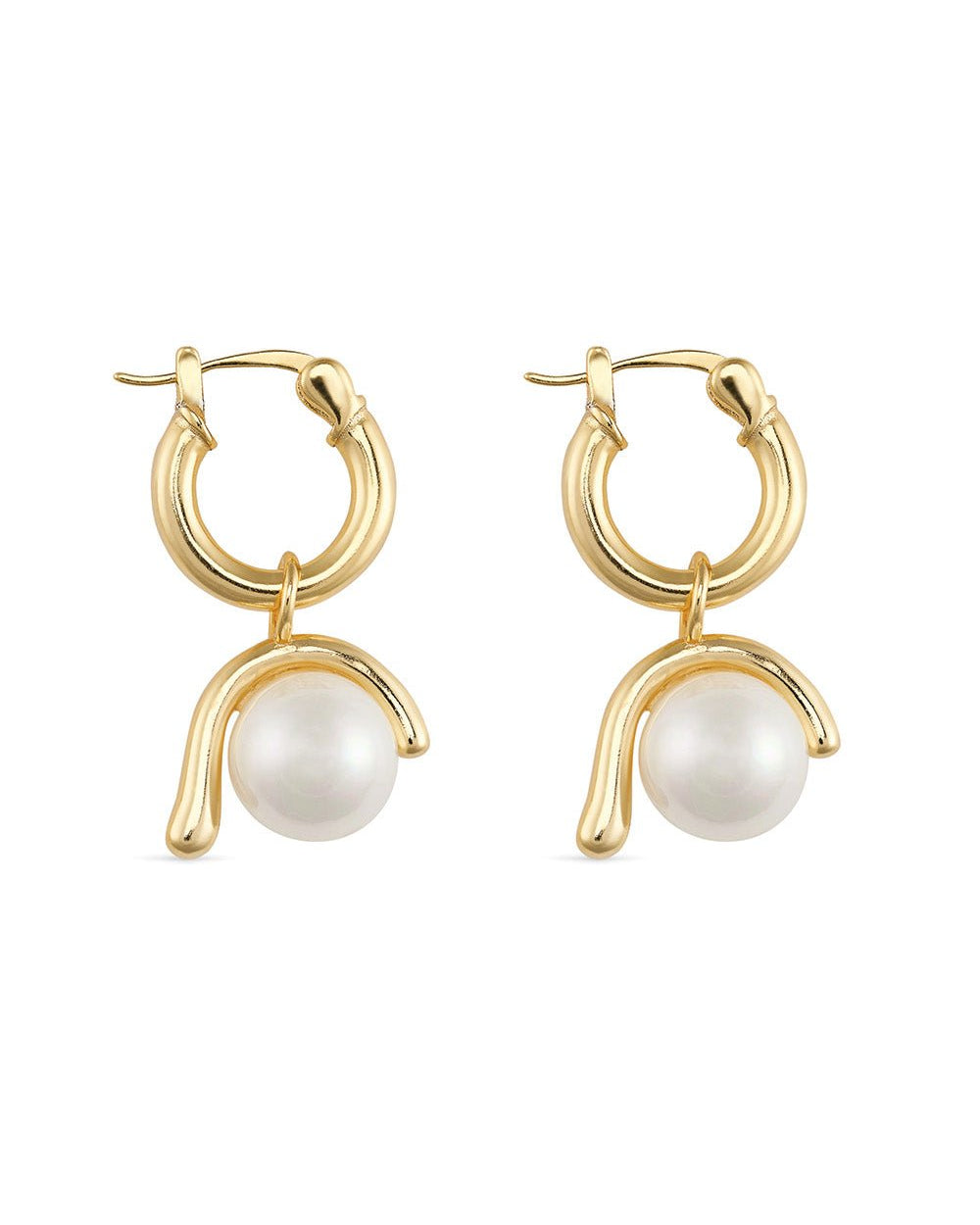 Chunky 14K Gold Pearl Hoops - Earrings - Elk & Bloom
