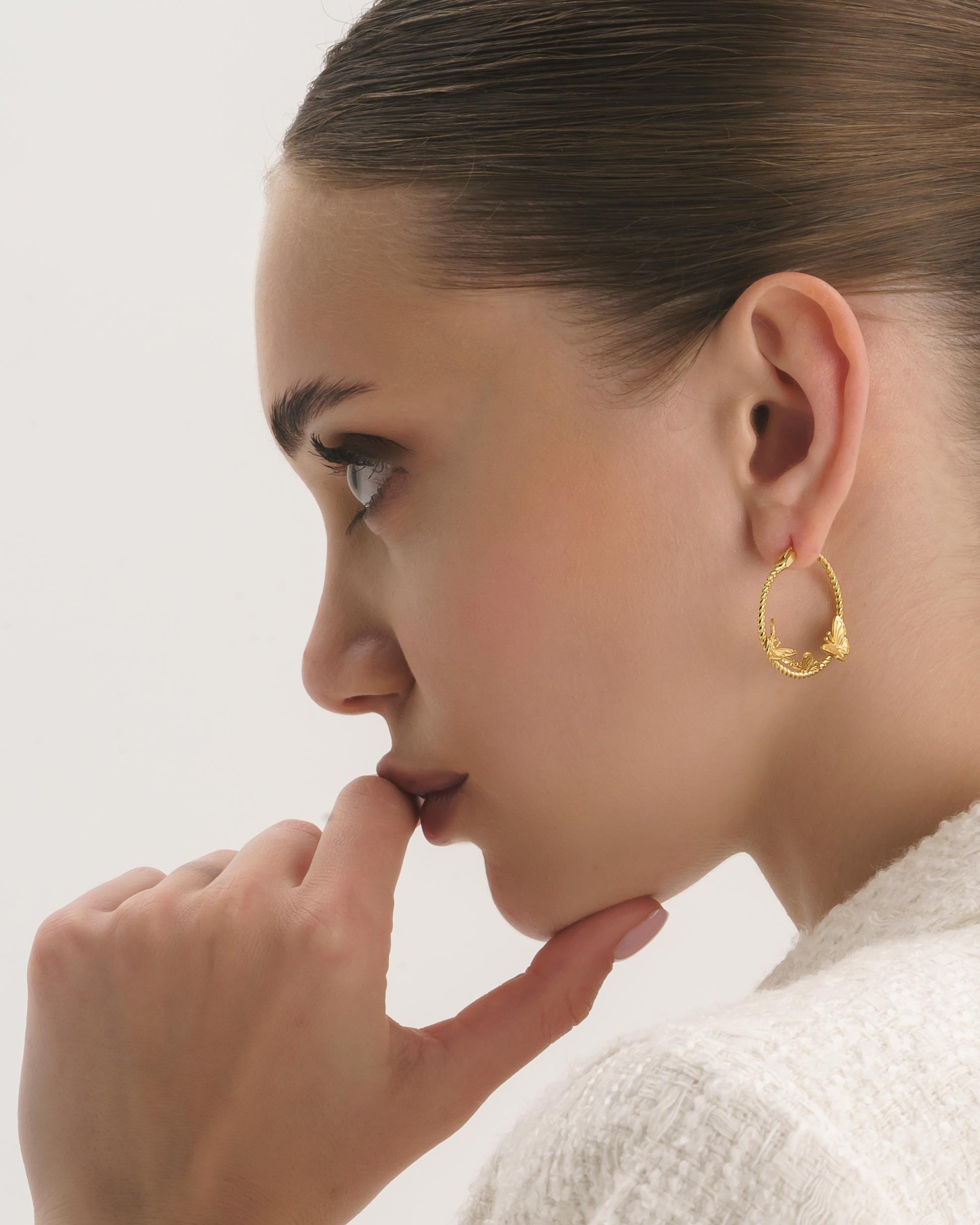 Chunky 14K Oval Gold Butterfly Hoops - Earrings - Elk & Bloom