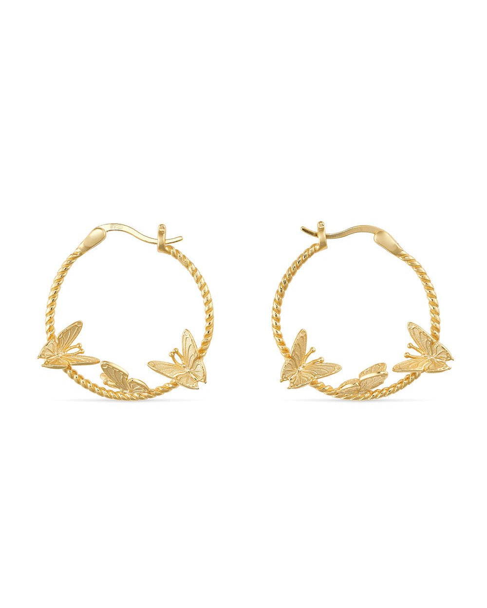 Chunky 14K Oval Gold Butterfly Hoops - Earrings - Elk & Bloom
