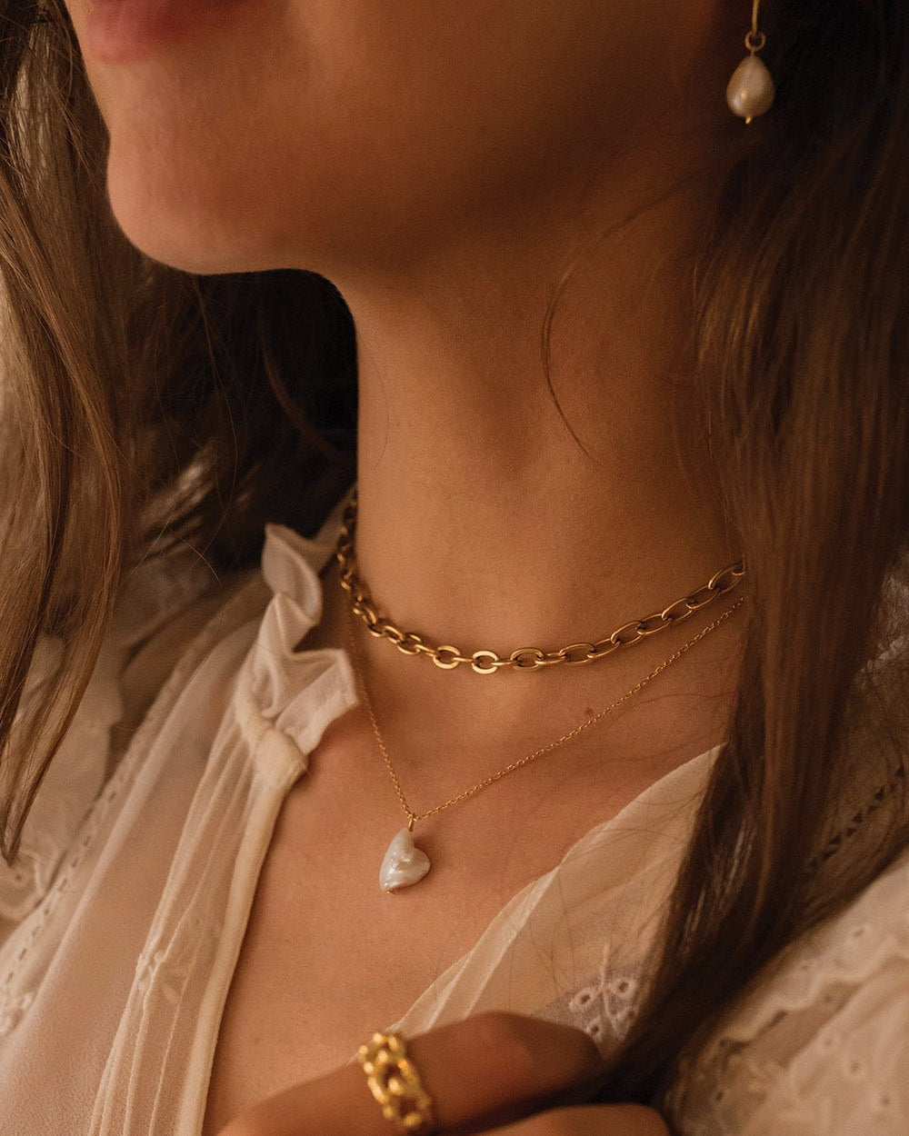 Chunky 18K Gold Freshwater Pearl Hoops - Earrings - Elk & Bloom