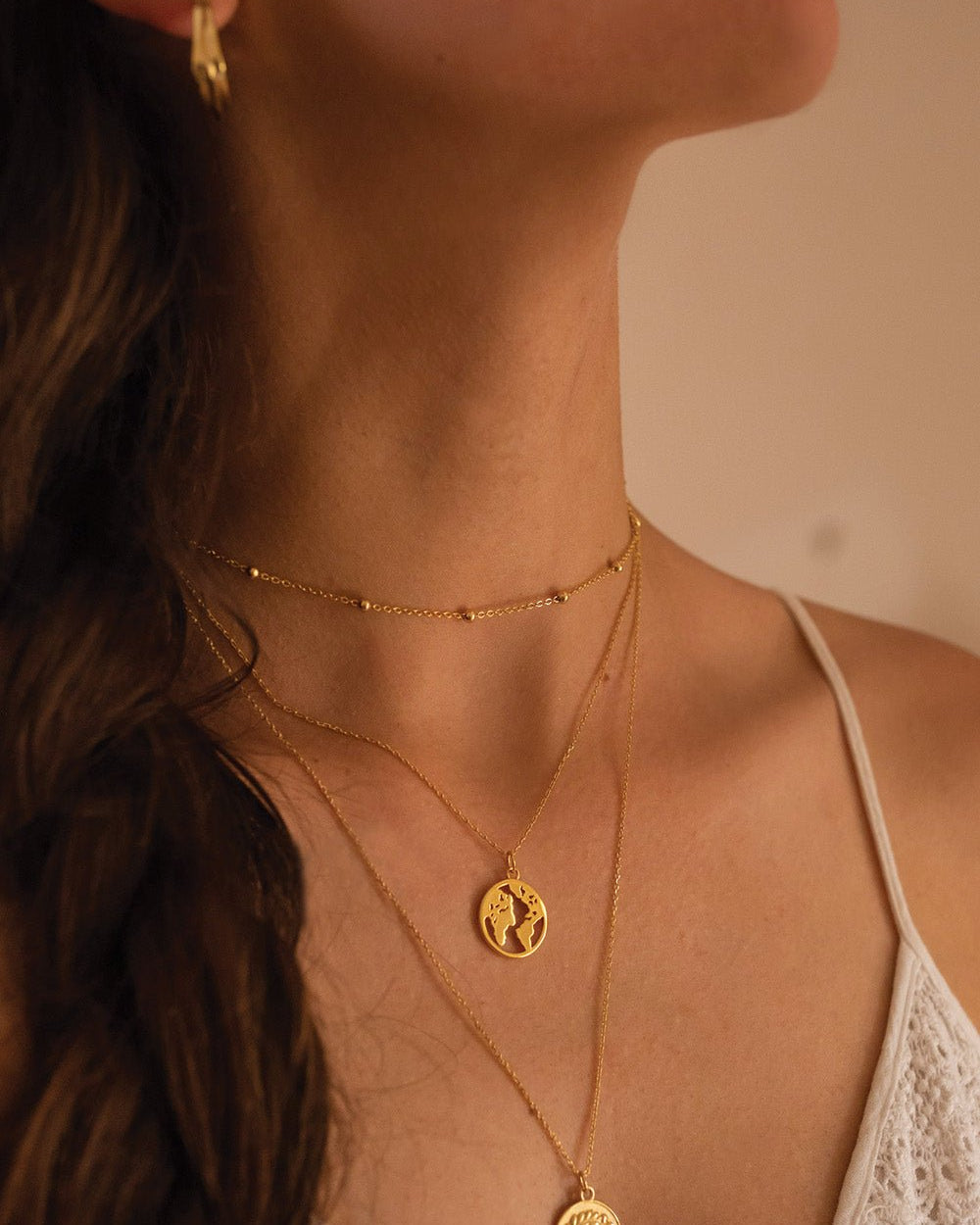 Chunky 18K Gold Globe Earth Necklace - Necklaces - Elk & Bloom