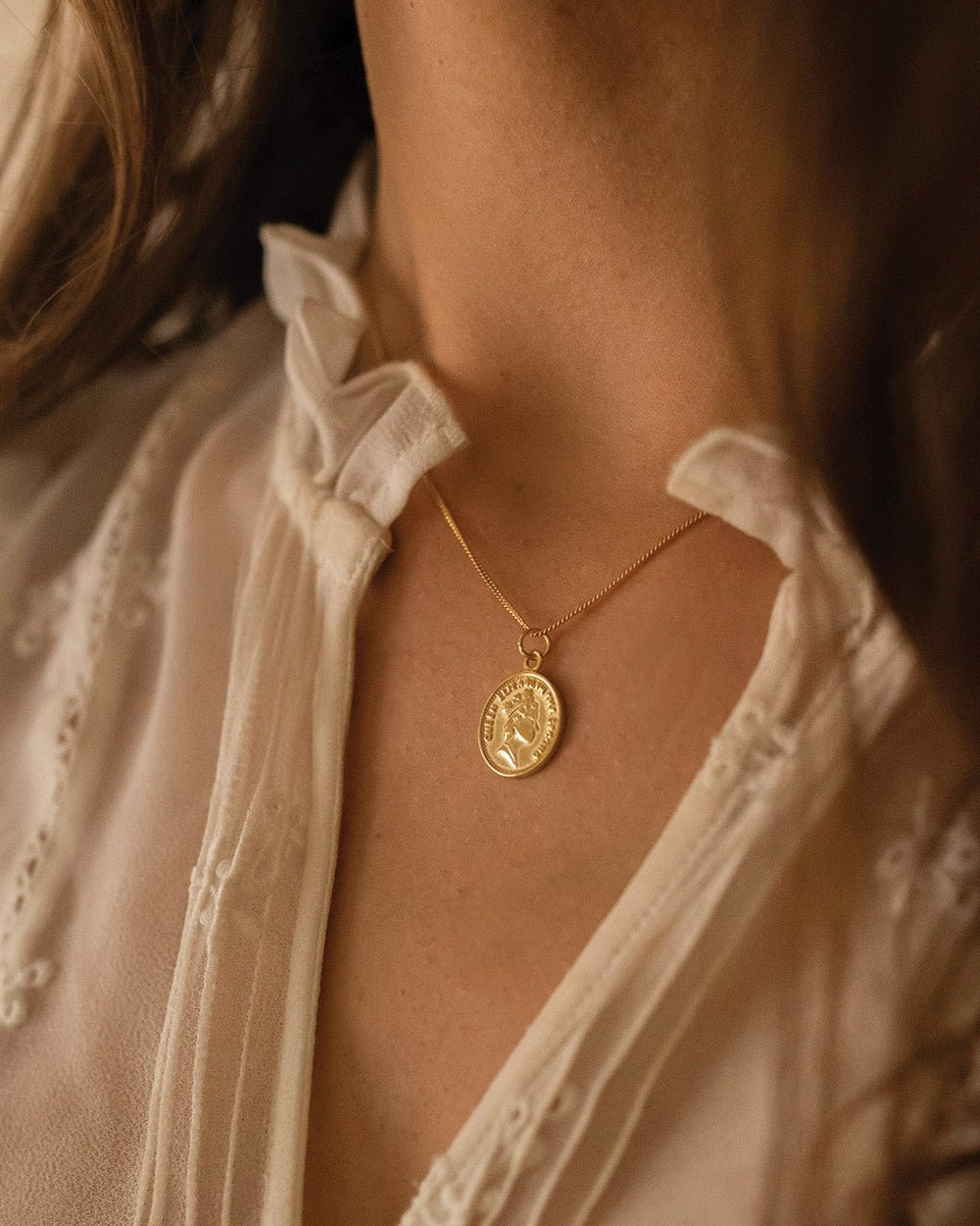 Chunky 18K Gold Lucky Penny Coin Medallion Necklace - Necklaces - Elk & Bloom