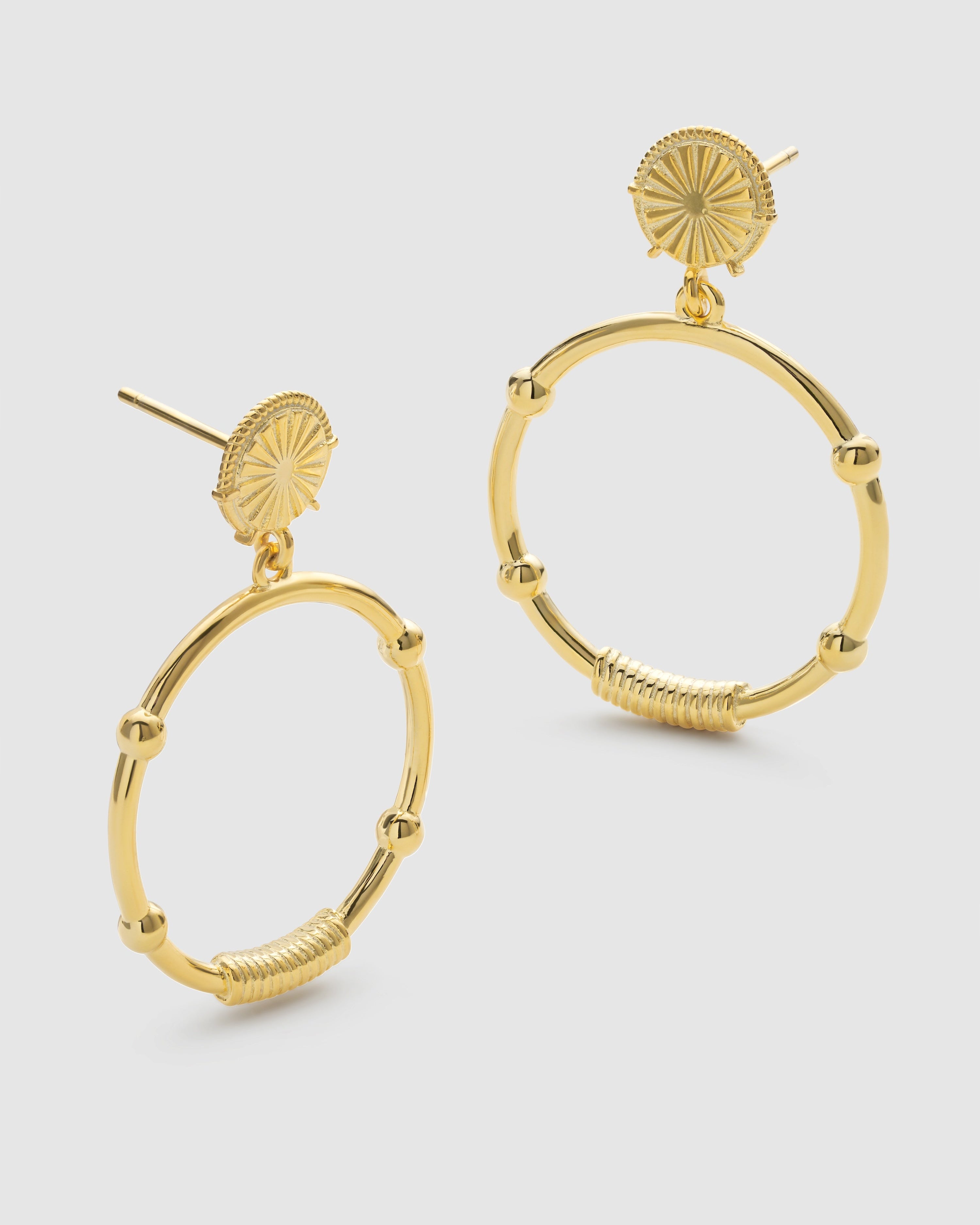 Chunky Gold Sunburst Drop Halo Stud Earrings - Earrings - Elk & Bloom