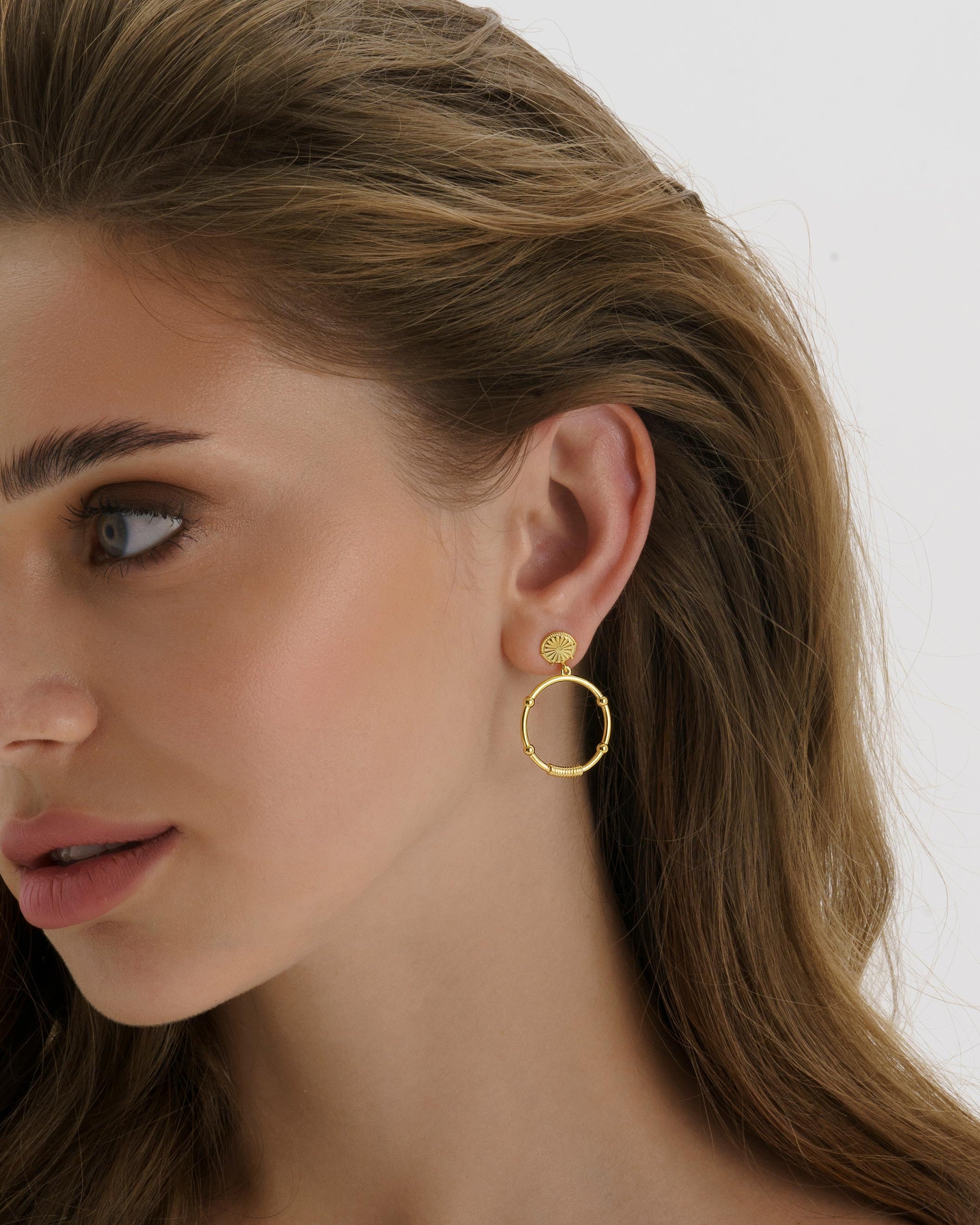 Chunky Gold Sunburst Drop Halo Stud Earrings - Earrings - Elk & Bloom