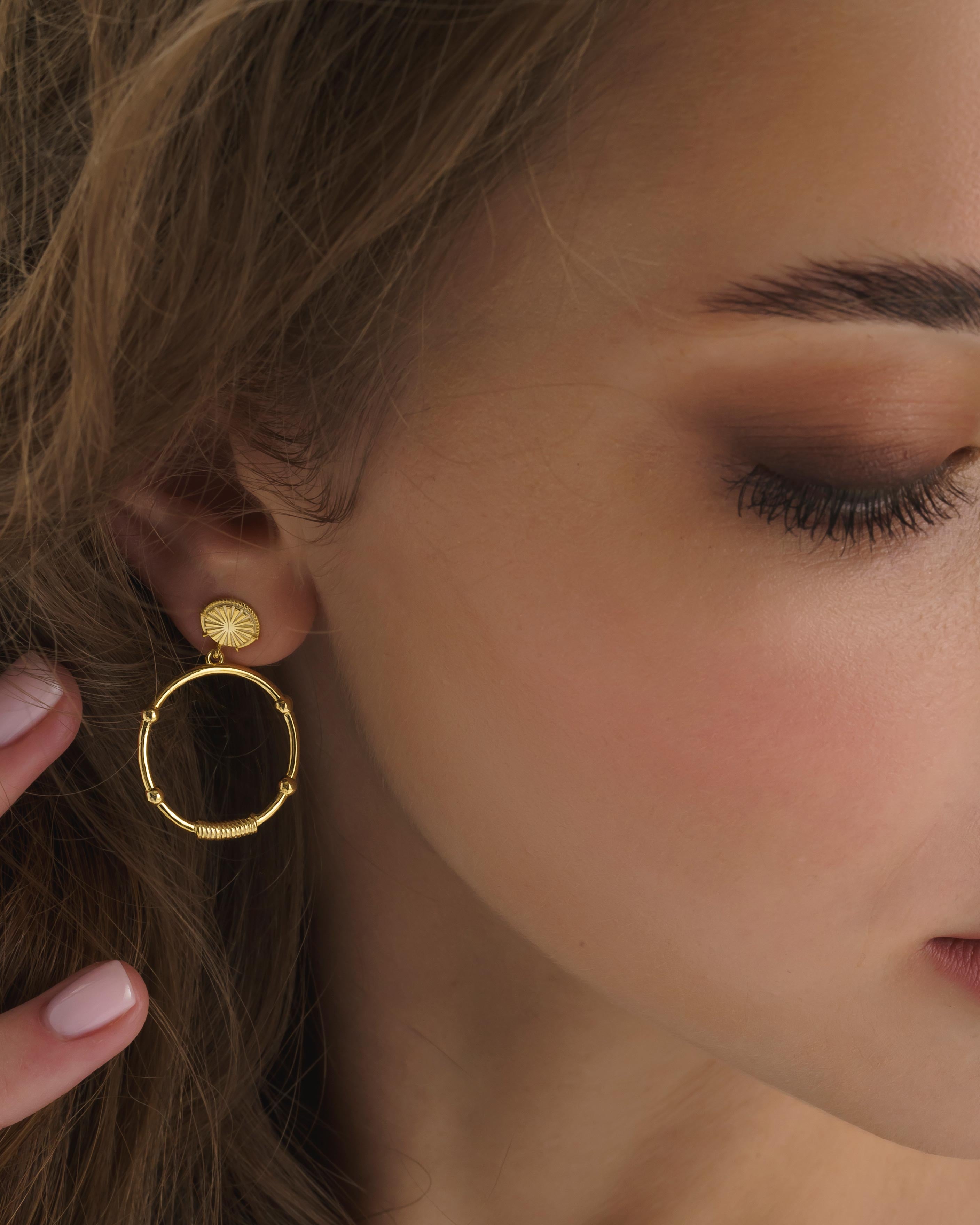 Chunky Gold Sunburst Drop Halo Stud Earrings - Earrings - Elk & Bloom