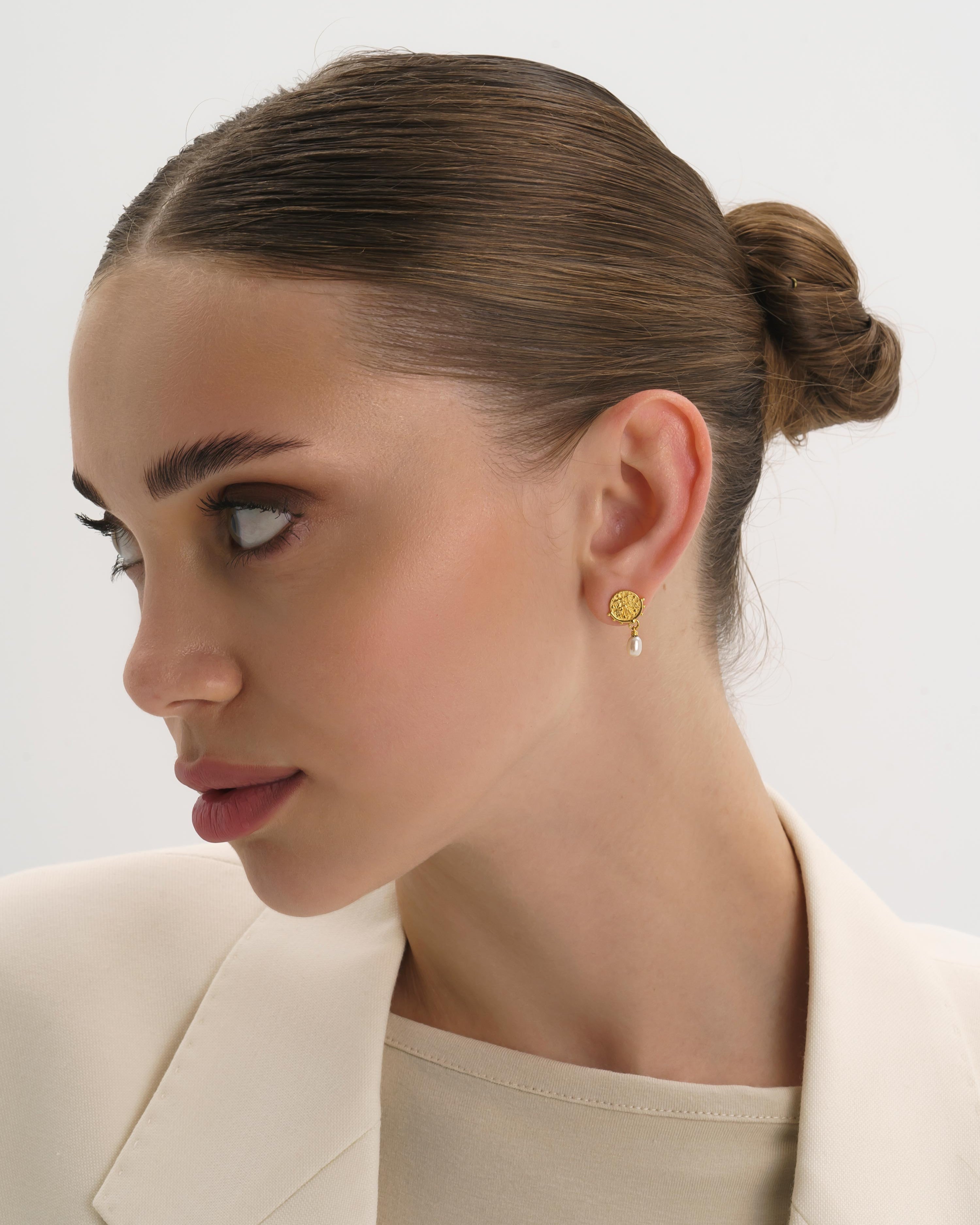 Chunky Pearl Gold Goddess Drop Earrings - Earrings - Elk & Bloom