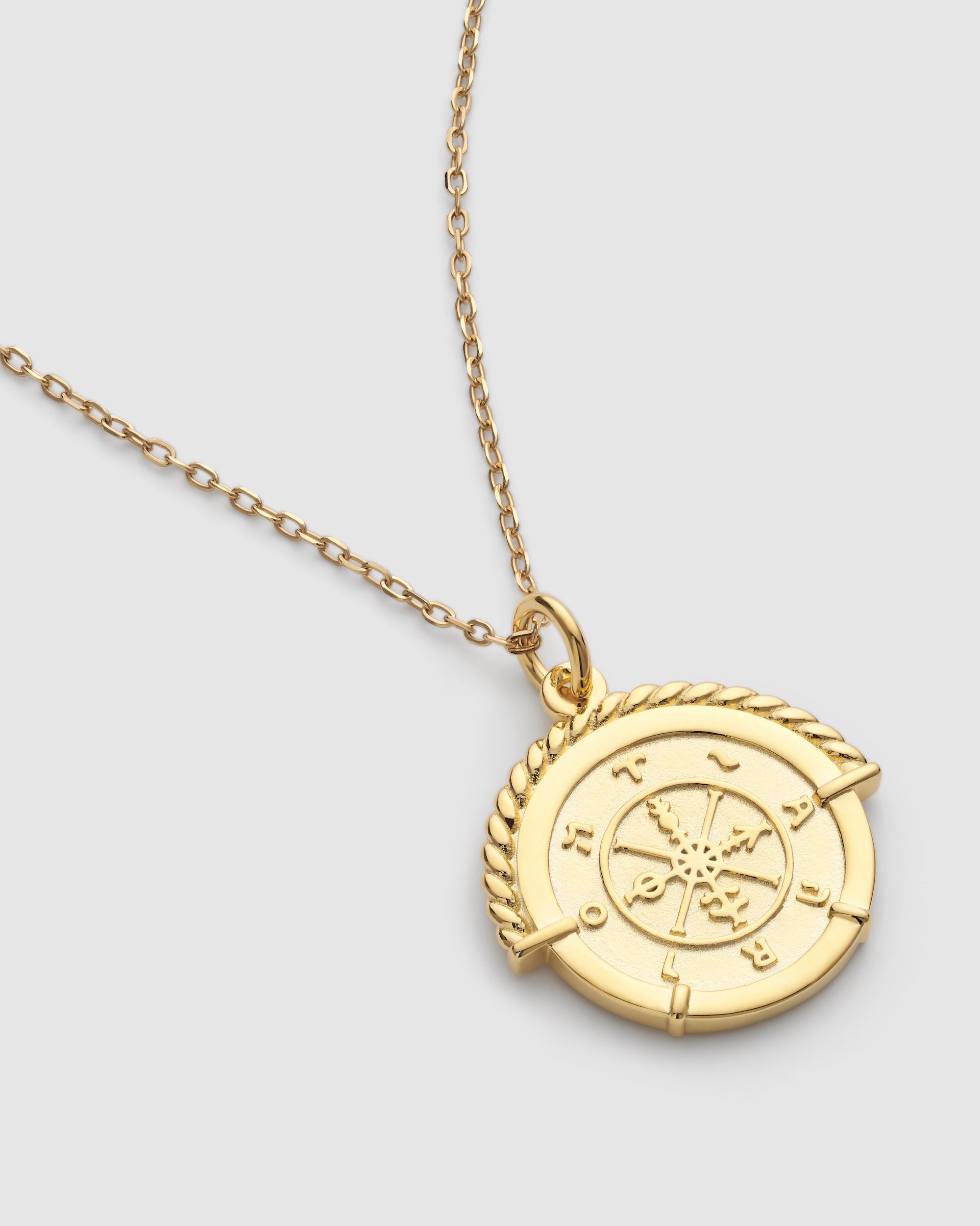 Chunky Rope Framed Gold Wheel of Fortune Necklace - Necklaces - Elk & Bloom