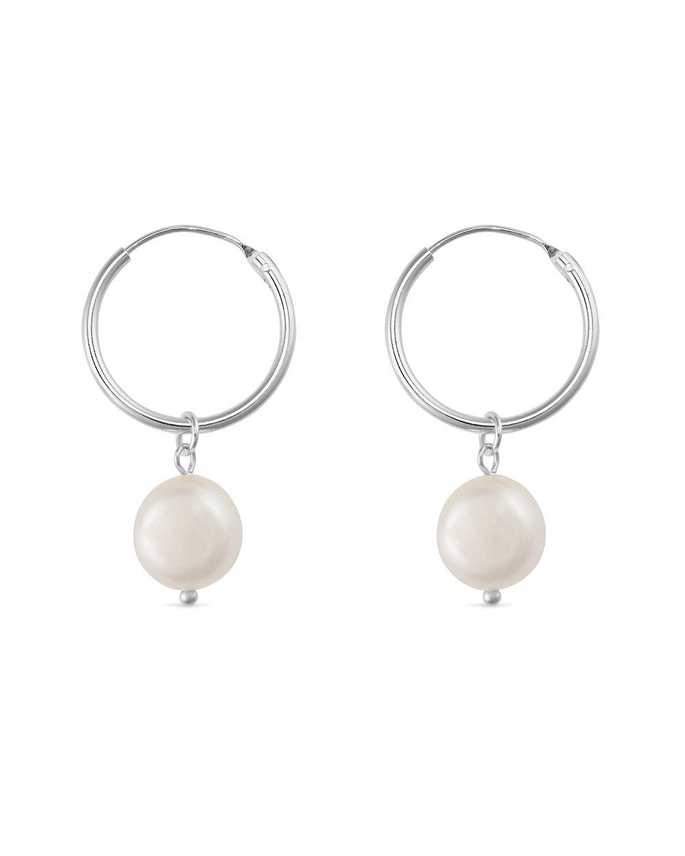 Chunky Sterling Silver Freshwater Pearl Hoops - Earrings - Elk & Bloom