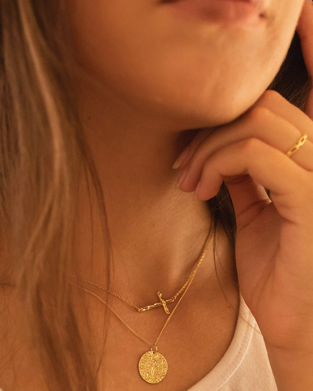 Dainty 14K Gold Cross Choker Necklace - Necklaces - Elk & Bloom