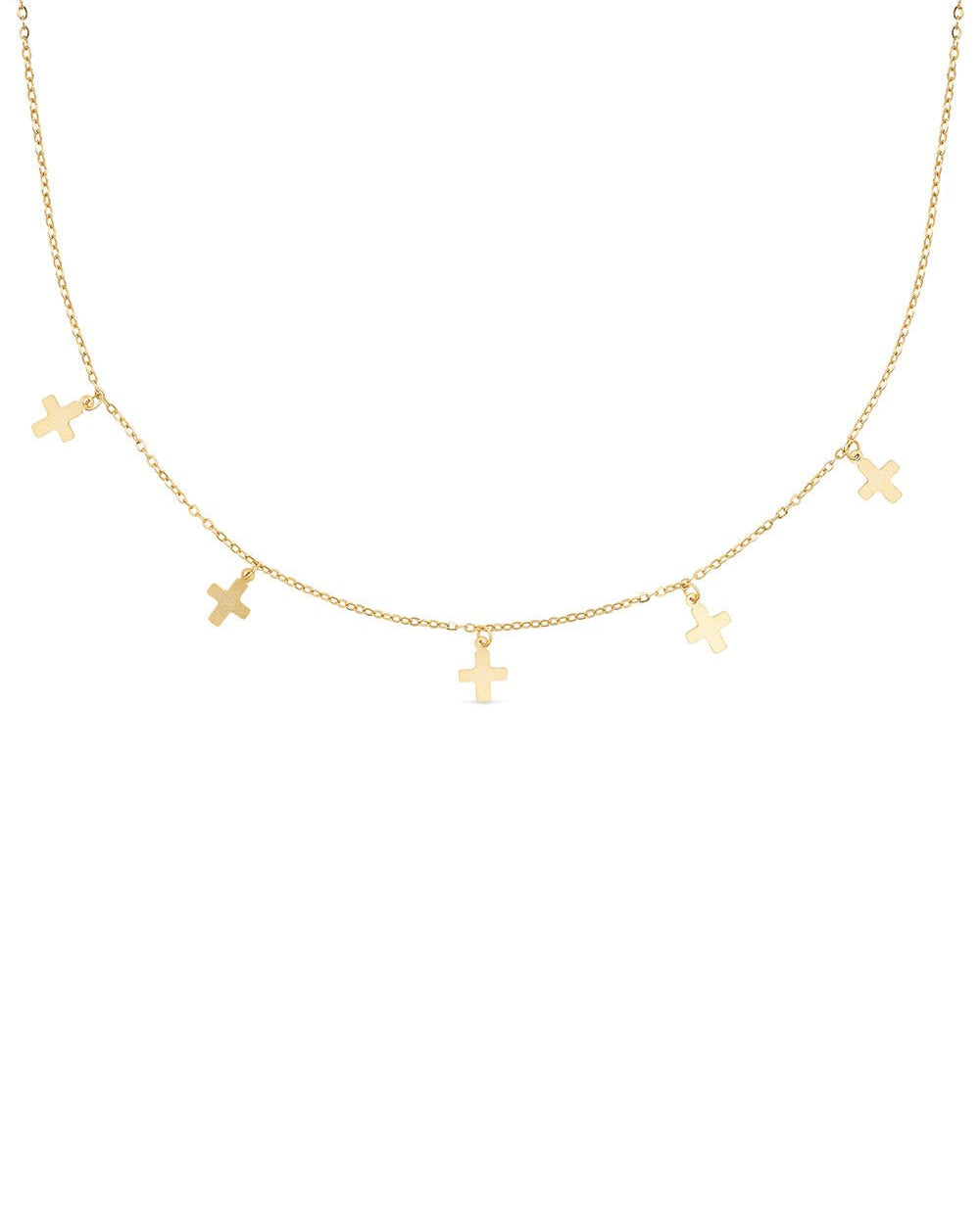 Dainty 14K Gold Cross Choker Necklace - Necklaces - Elk & Bloom