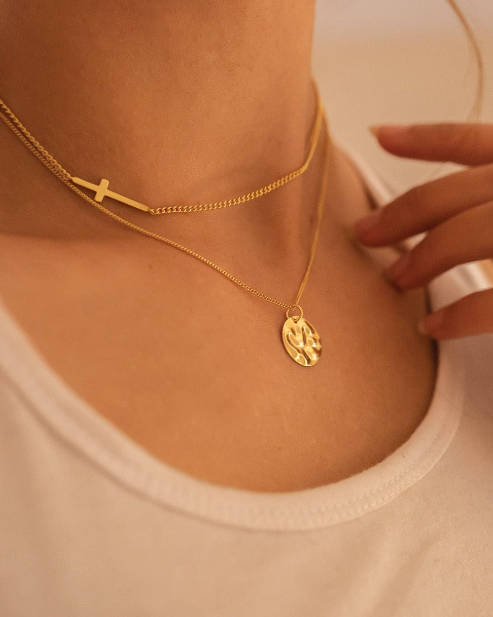 Dainty 14K Gold Cross Choker Necklace - Necklaces - Elk & Bloom