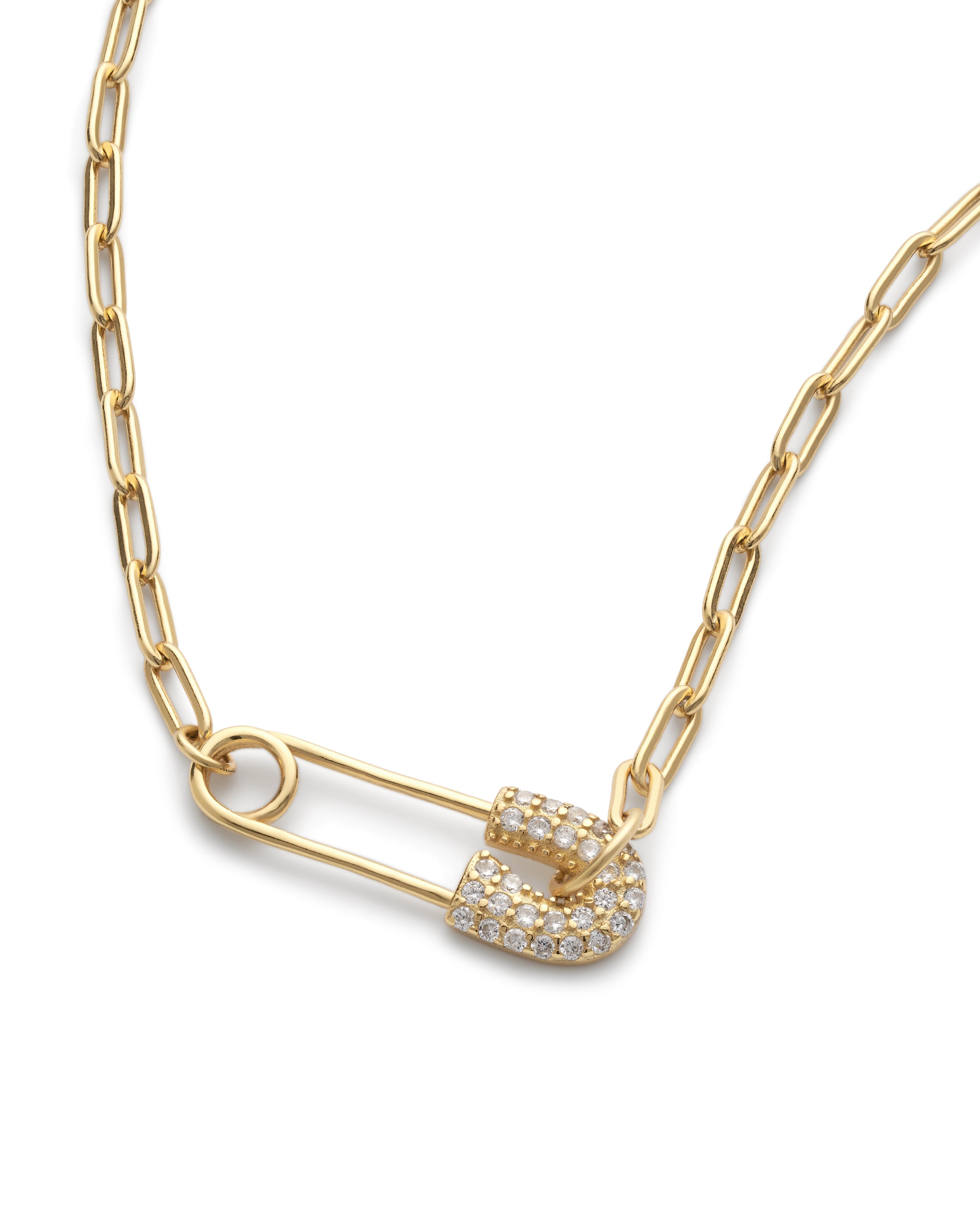 Dainty 14K Gold Safety Pin Choker - Necklaces - Elk & Bloom