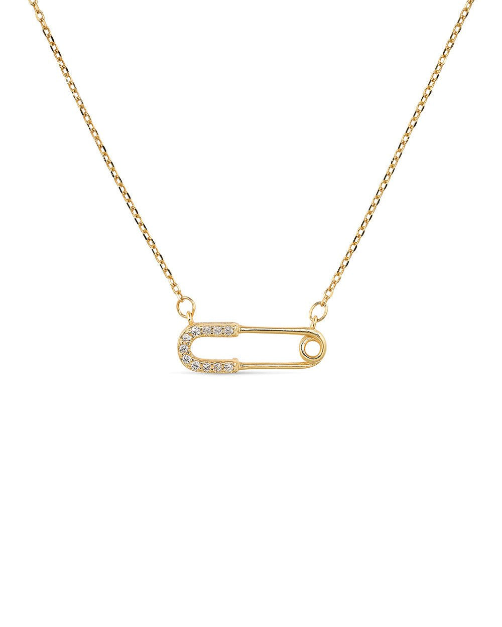 Dainty 14K Gold Safety Pin Necklace - Necklaces - Elk & Bloom