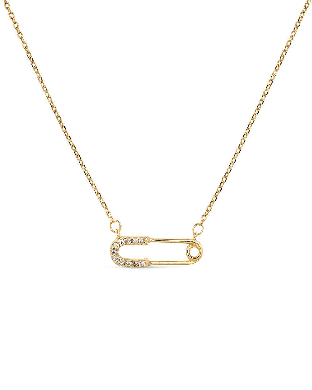Dainty 14K Gold Safety Pin Necklace - Necklaces - Elk & Bloom