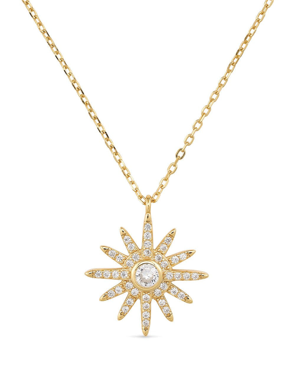 Dainty 14K Gold Star Sun Necklace - Necklaces - Elk & Bloom