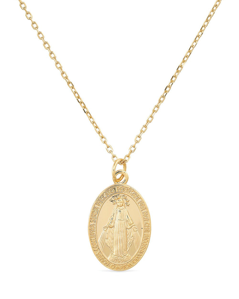 Dainty 14K Gold Virgin Mary Miraculous Medal Choker Necklace - Necklaces - Elk & Bloom