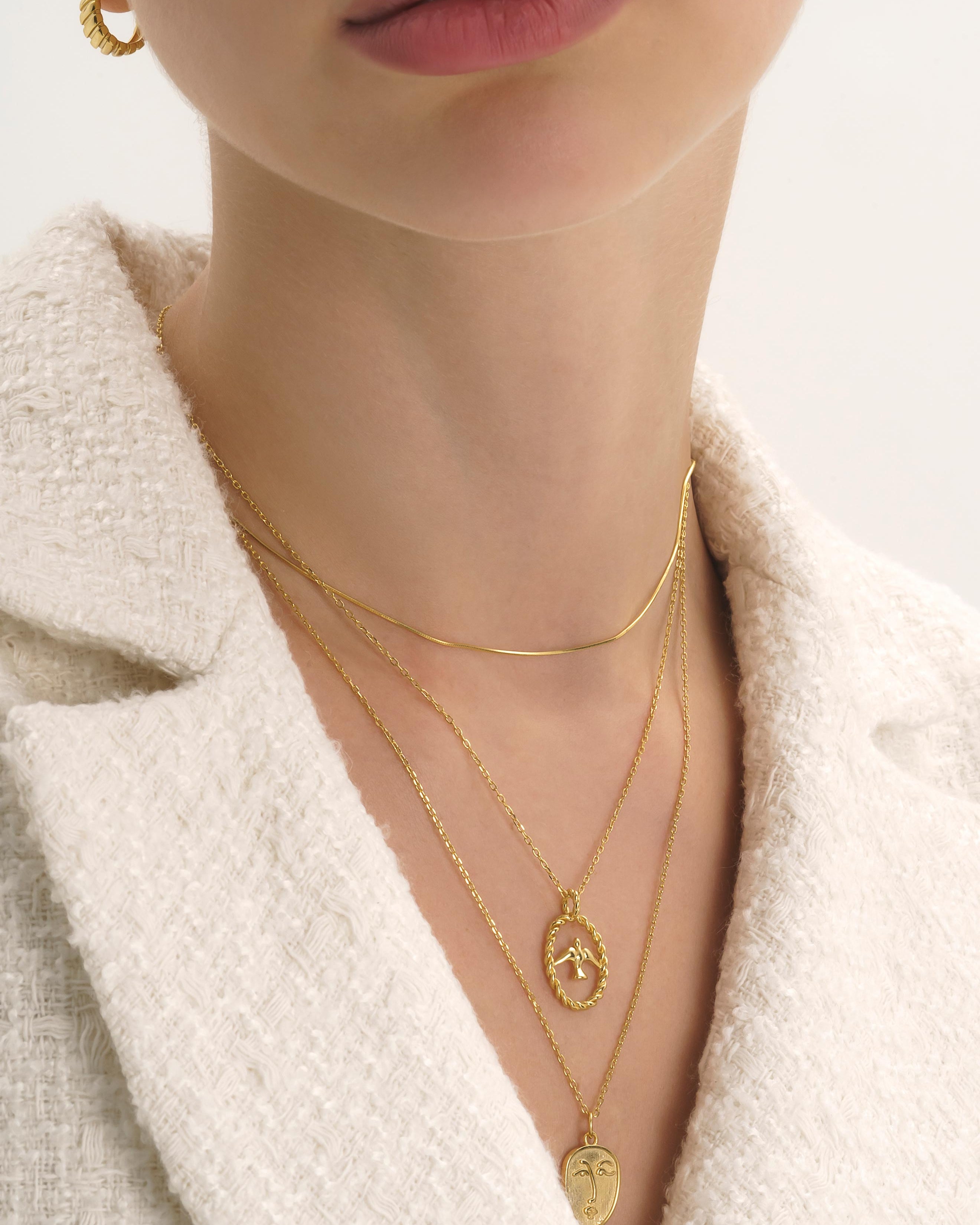 Dainty 18K Gold Face Minimalist Necklace - Necklaces - Elk & Bloom