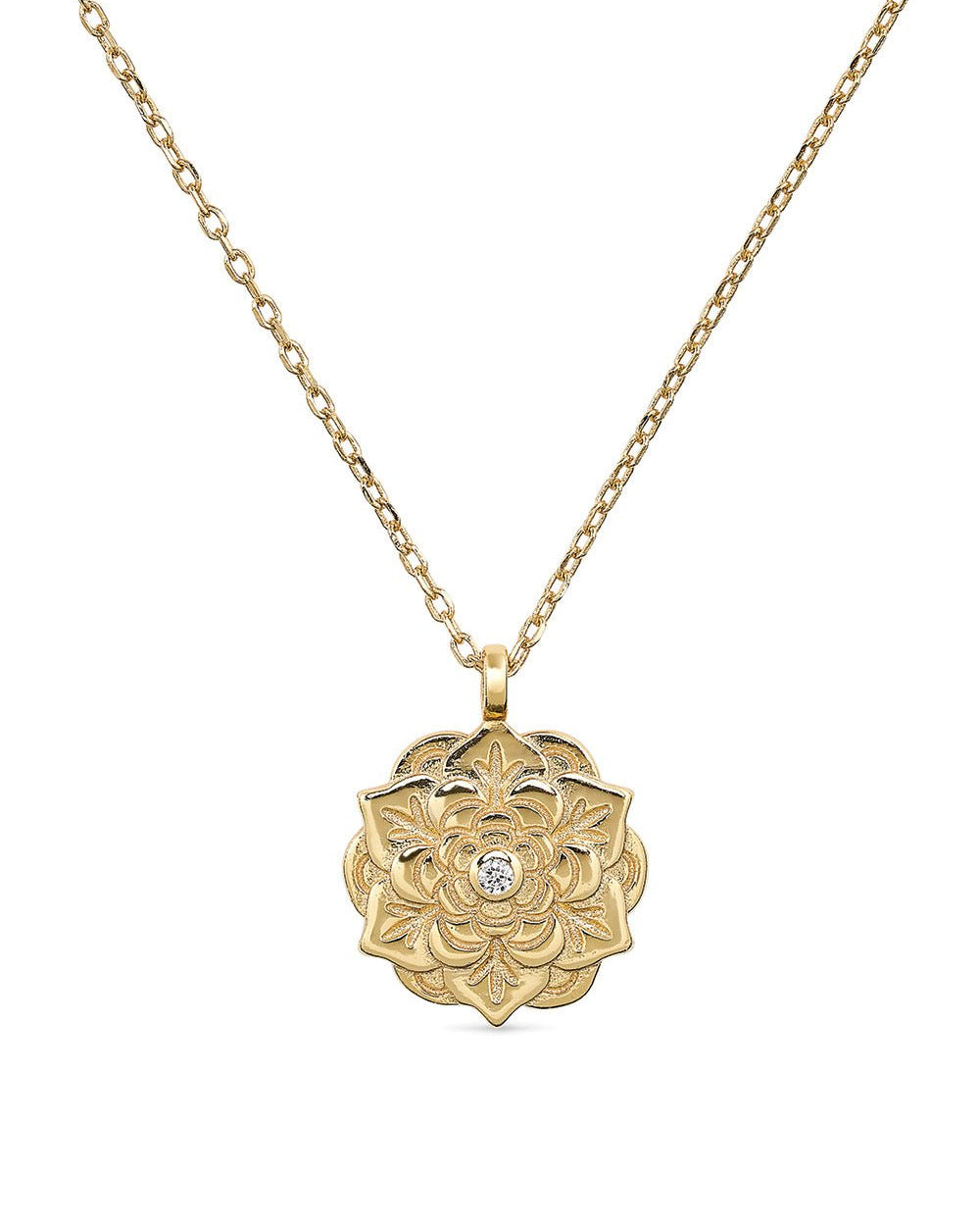 Dainty 18K Gold Lotus Flower Necklace - Necklaces - Elk & Bloom