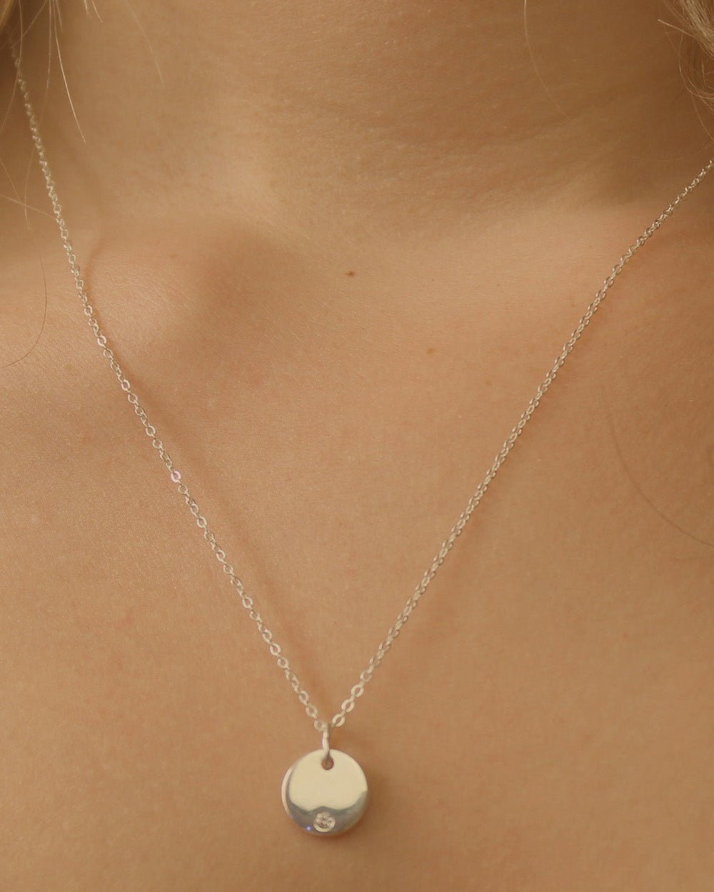 Dainty Silver Disc Necklace - Necklaces - Elk & Bloom