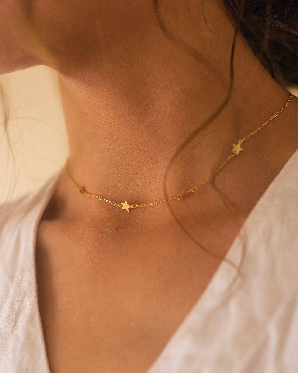 Dainty Sterling Silver Star Choker - Necklaces - Elk & Bloom
