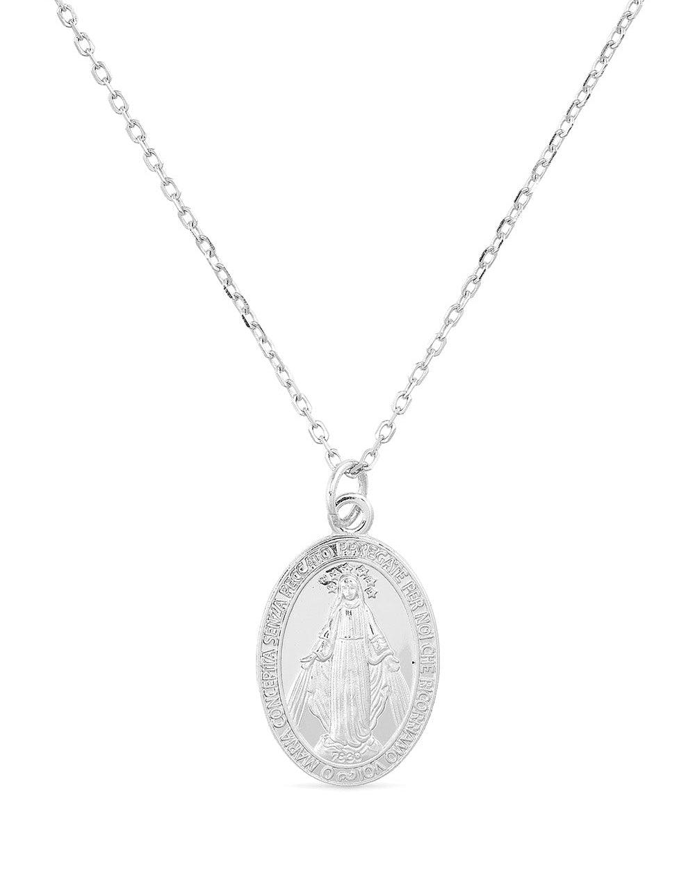 Dainty Sterling Silver Virgin Mary Miraculous Medal Choker Necklace - Necklaces - Elk & Bloom