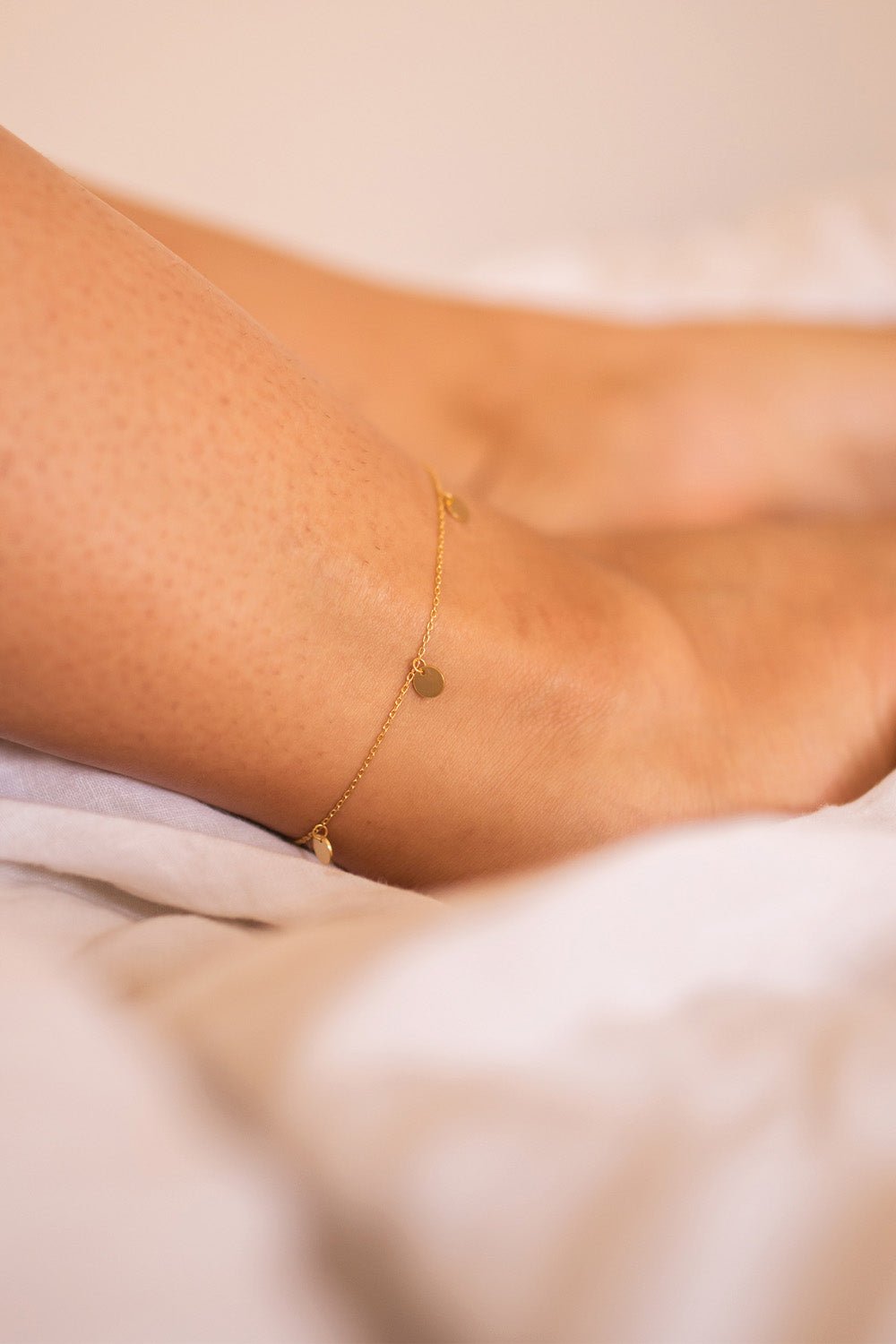 Delicate 14K Gold Coin Anklet - Anklets - Elk & Bloom