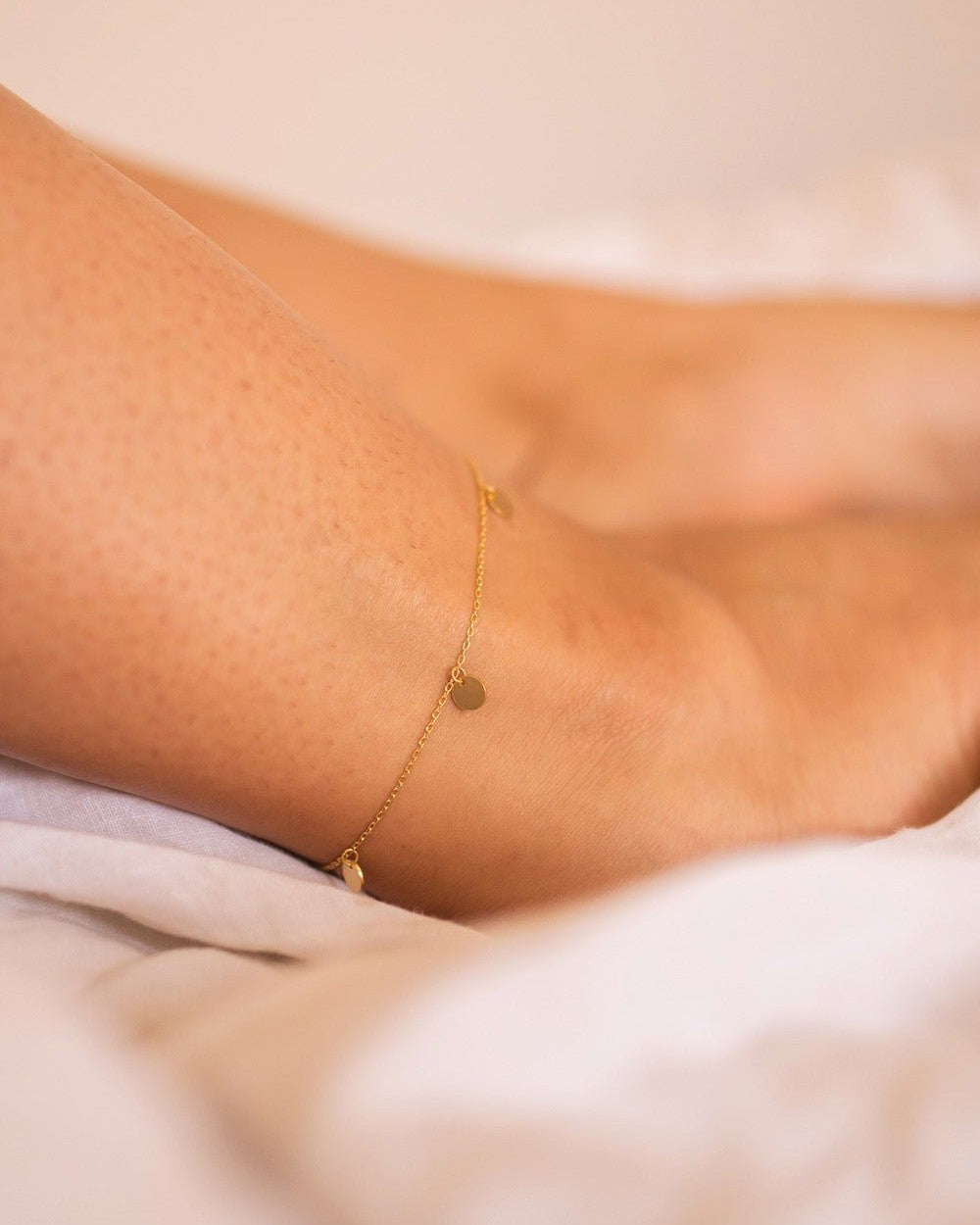 Delicate 14K Gold Coin Anklet - Anklets - Elk & Bloom