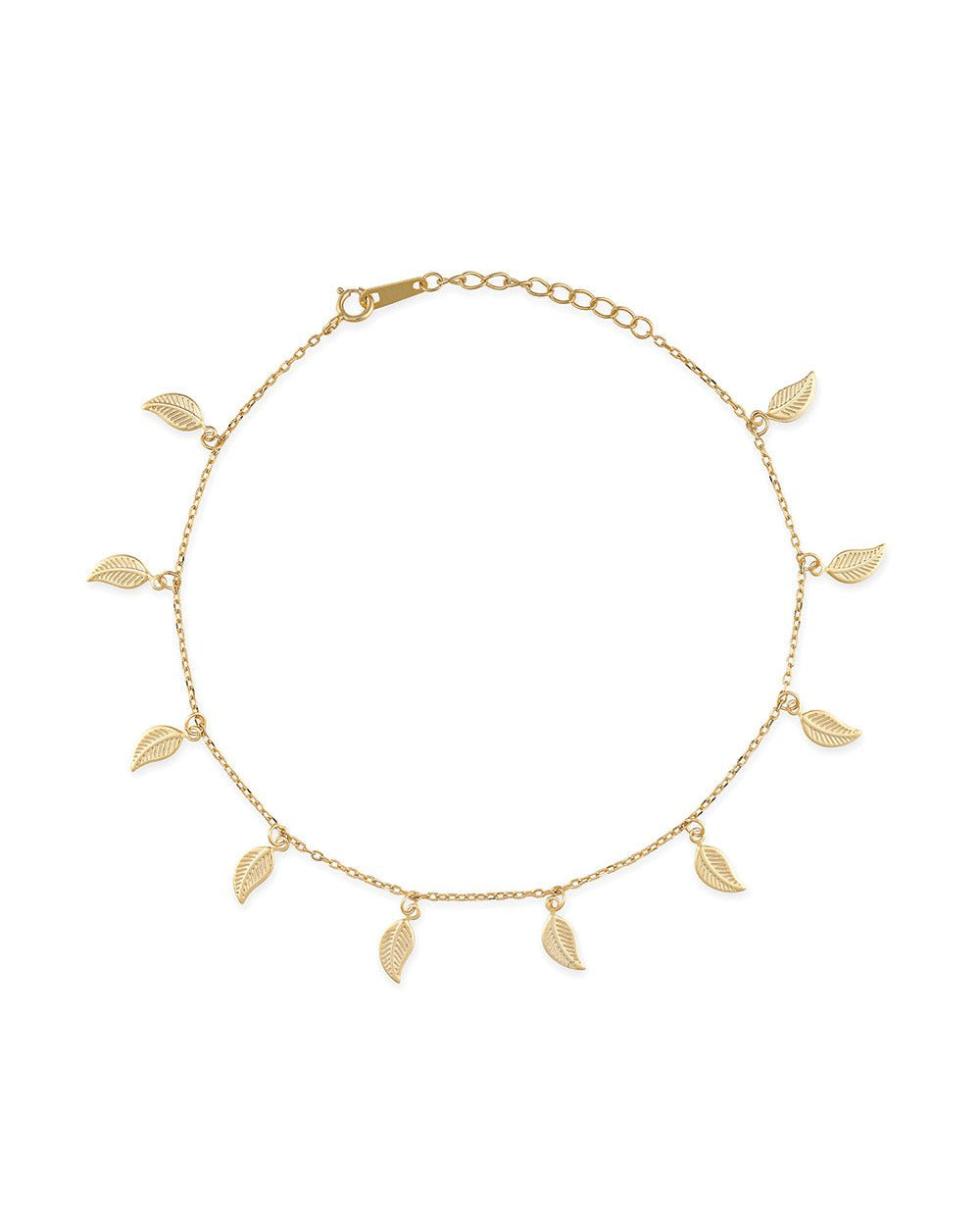 Delicate 14k Gold Leaf Anklet - Anklets - Elk & Bloom
