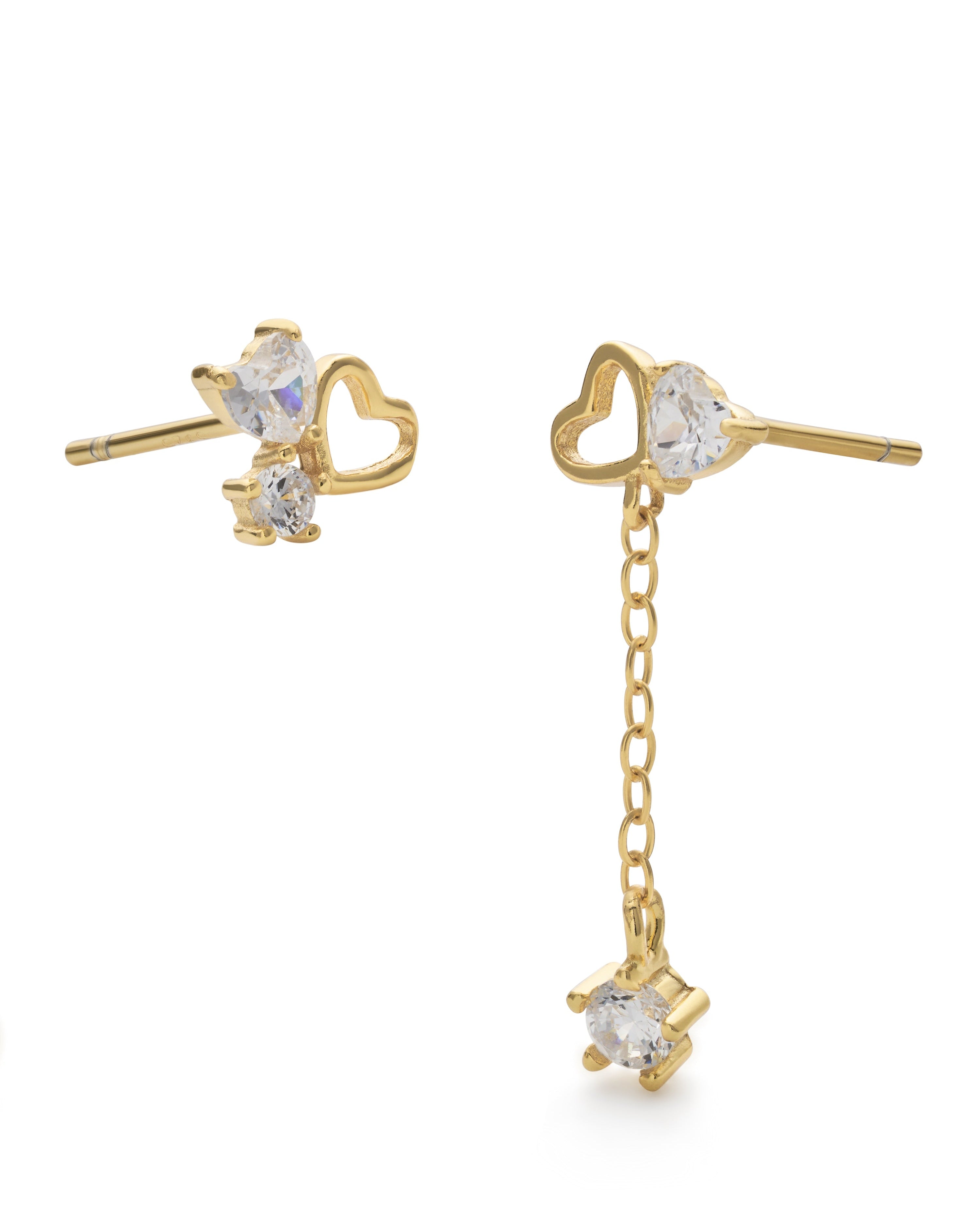 Gold Chain Love Heart Earrings - Earrings - Elk & Bloom